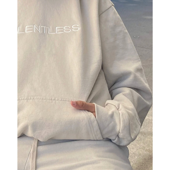 TALENTLESS - MENS HOODIE - CIRCLE LOGO EMBROIDERED (Bone) SIZE M NEW - Picture 5 of 7